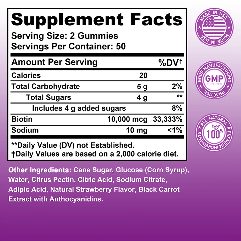 Biotin Gummies 10000mcg for Ha - Hair Care Gummies incelemesi ve fiyatı
